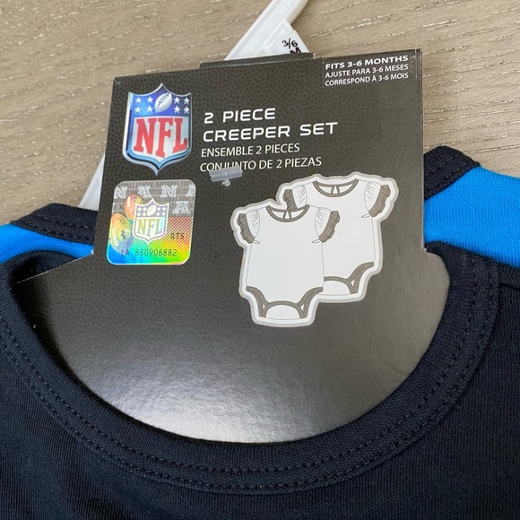 NWT NFL 2 Piece Black & Blue Carolina Panthers Creeper Set Baby Girl 3-6Months - Picture 10 of 12